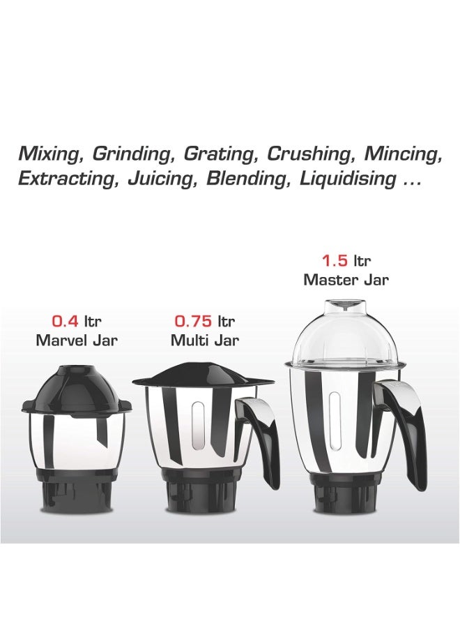 فيديم Vidiem Mixer Grinder 542 A Eva Carbon | Mixer grinder 750 watt with 3 Leakproof Jars with self-lock for wet & dry spices, chutneys & curries | 5 Years motor & 2 year product Warranty | Mixer Grinder - Image 2